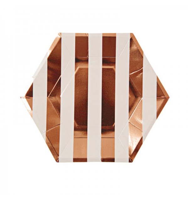 Rose Gold Striped Salad/Dessert Plates Rose Gold Striped Salad/Dessert Plates