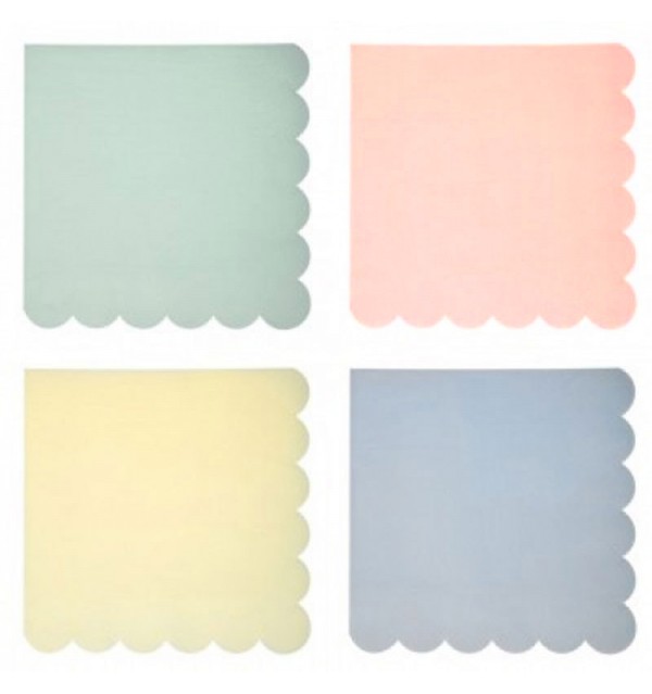 Scalloped Pastel Cocktail Napkins