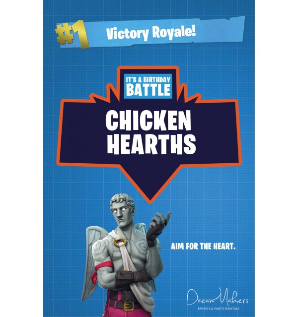 Fortnite Party Food Sign 4" x 6", Chicken Hearths