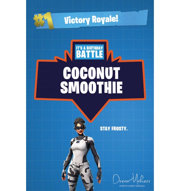 Fortnite Party Food Sign 4" x 6", Coconut Smoothie