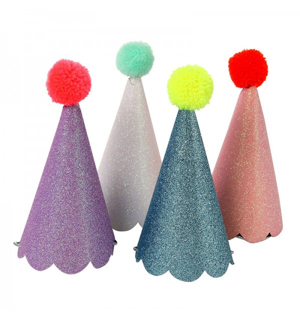 Glitter Pom Pom Party Hats Glitter Pom Pom Party Hats