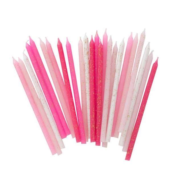 Pinks & Gold Glitter Party Candles Pinks & Gold Glitter Party Candles