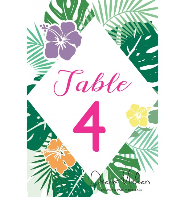Tropical Hawaiian Party Table Numbers Signs 4 X 6 Numbers From 1 10 